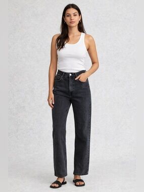 AGOLDE 90βs Black High-Rise Straight Leg Jeans
